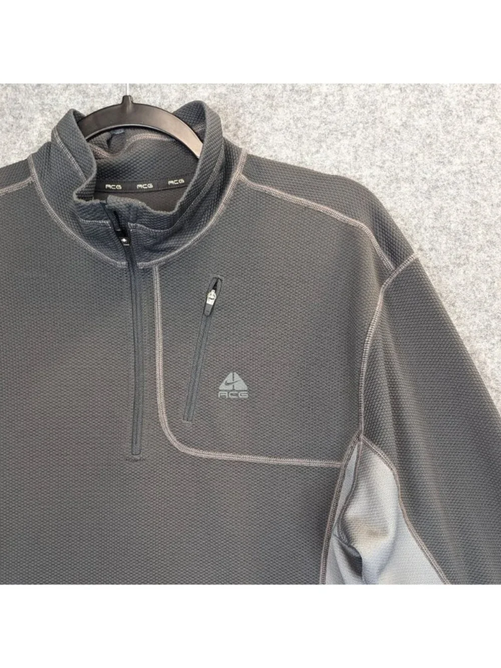 Nike ACG Mens XL 1/4 Zip Pullover Gray Athletic Fit Knit Sweatshirt Hiking Top